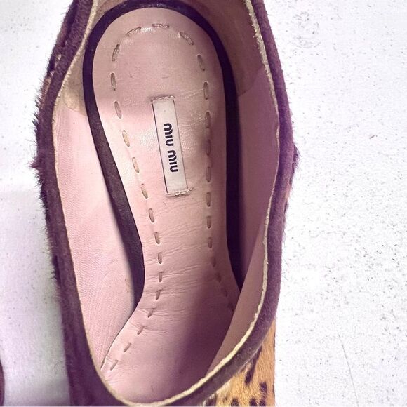 Miu Miu Leopard Print Ankle Bootie Brown Black High Heel 6 1/2 - Picture 4 of 11